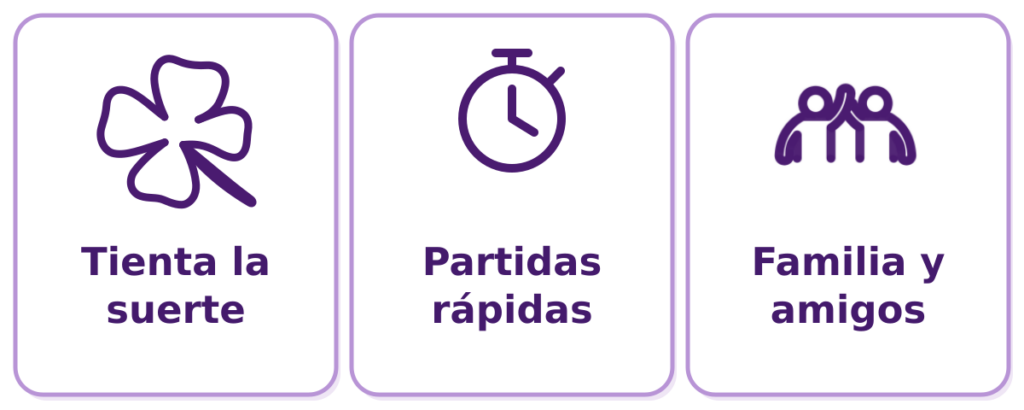 Características de Pelusas: tienta la suerte, partidas rápidas y diversión para compartir con familia y amigos.